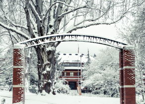 SPU campus covered in snow