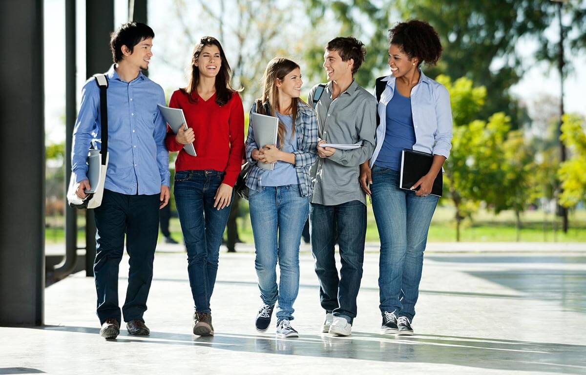 students walking together